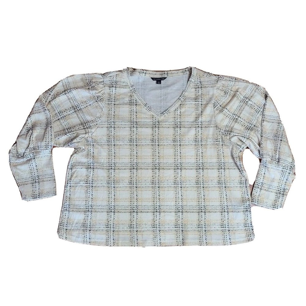 NWT ZAC & RACHEL Patterned Long Sleeve V Neck Top Shirt Womens Plus‎ Size 3X